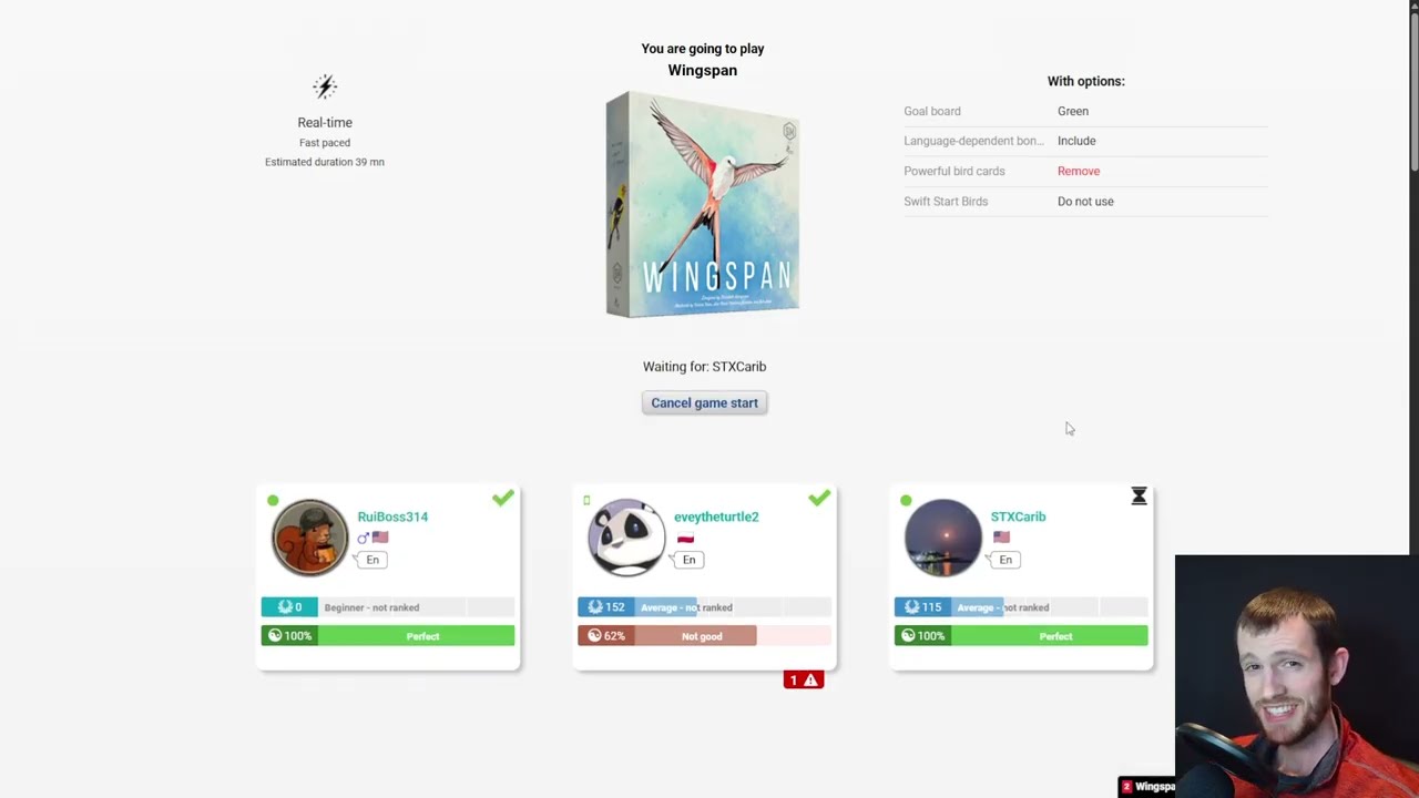 First Competitive Wingspan Game on Board Game Arena - Road to Mediocrity Stream