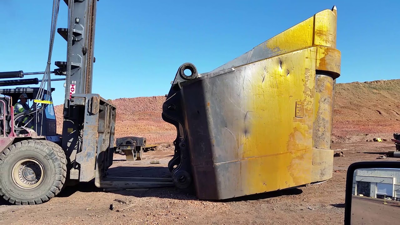 Flipping a Coal Bucket with the 40 ton Big Red Forklift