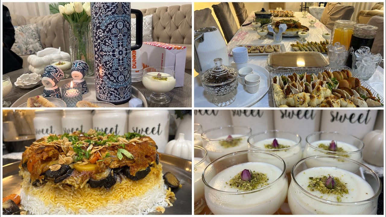 عزمت اختي على الفطور👭وسويت مقلوبه🥘ومهلبيه لذيذه🍮