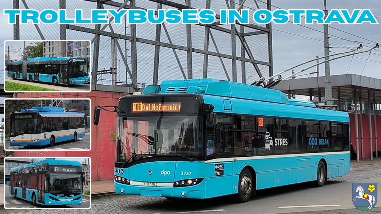 Beautiful blue OSTRAVA 🇨🇿 TROLLEYBUSES 🚎 - 4K