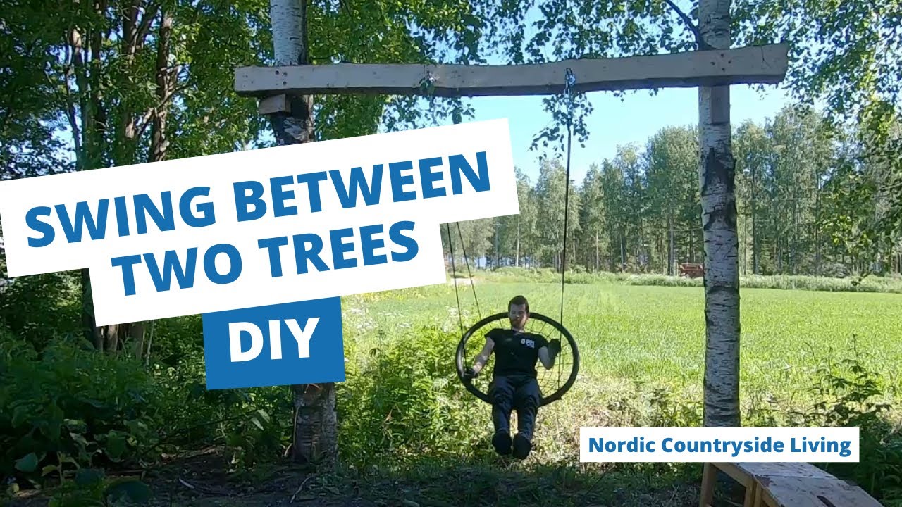 Putting up a swing between two trees - chainsaw milled beam - Life at a 280 year old homestead