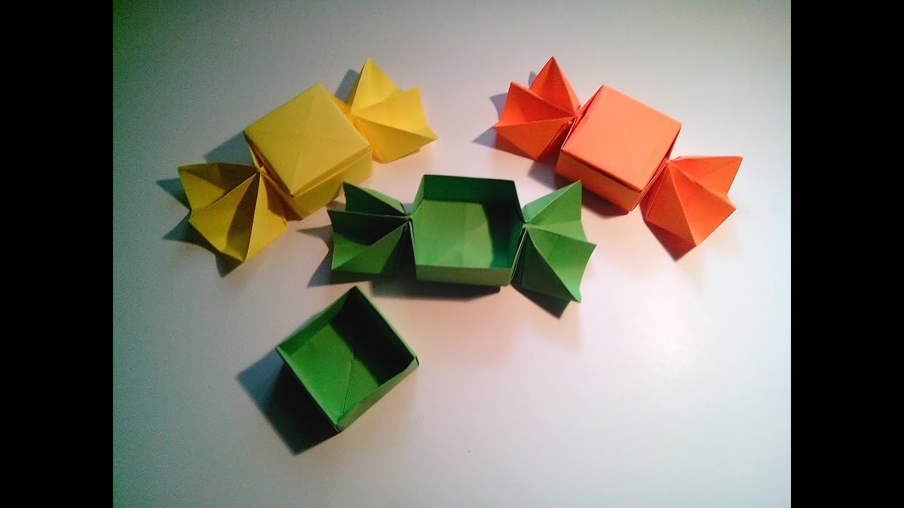 Como hacer una caja caramelo de papel (sin pegamento)