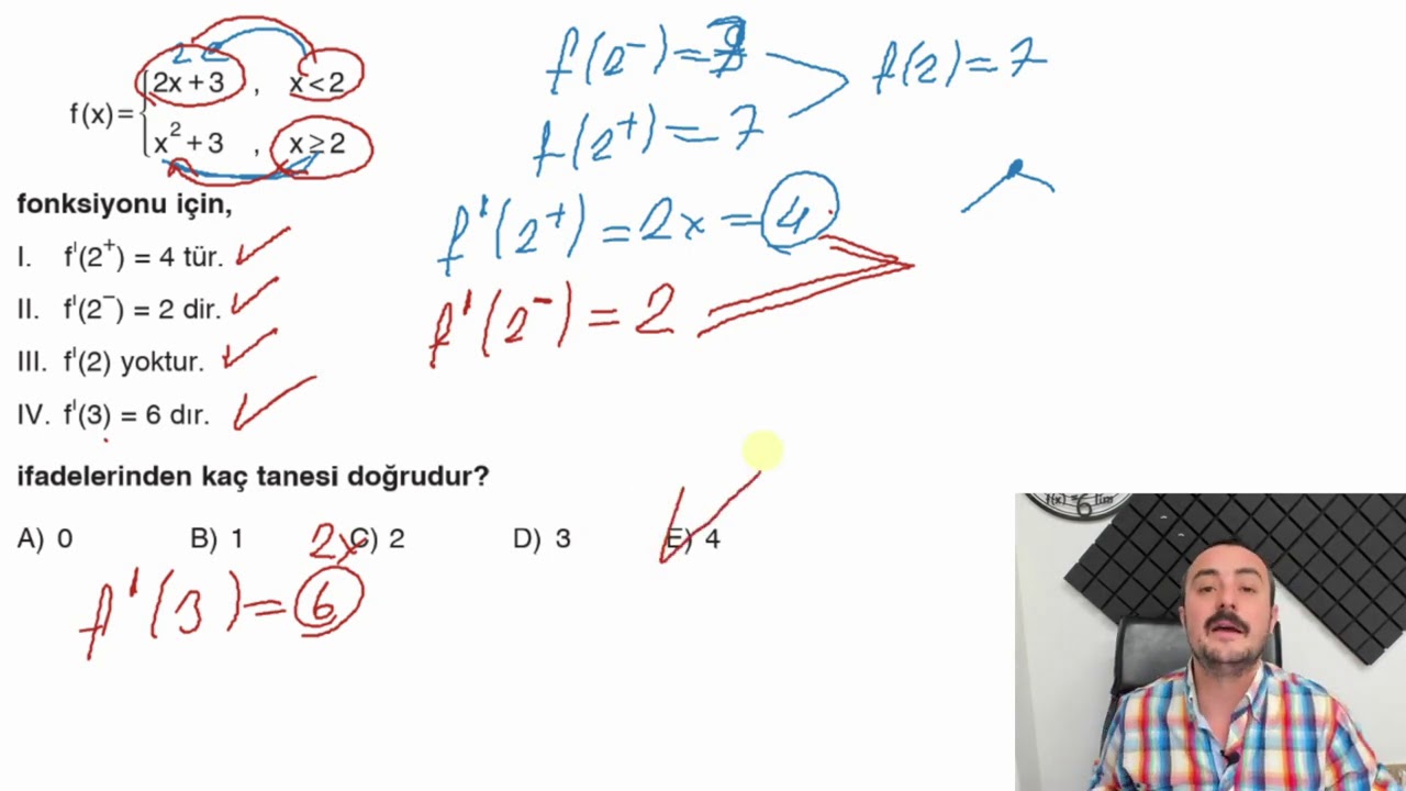 TÜREV TEST 7 ALTIN KİTAP ÇÖZÜMLERİ (MİRAY YAYINLARI AYT MATEMATİK SORU BANK)