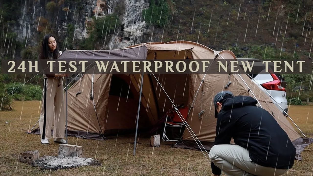 NEW TENT 2023 | 24H TEST CAMPING IN THE RAIN Mobi Garden Tent Oxford Cloth 4Ps
