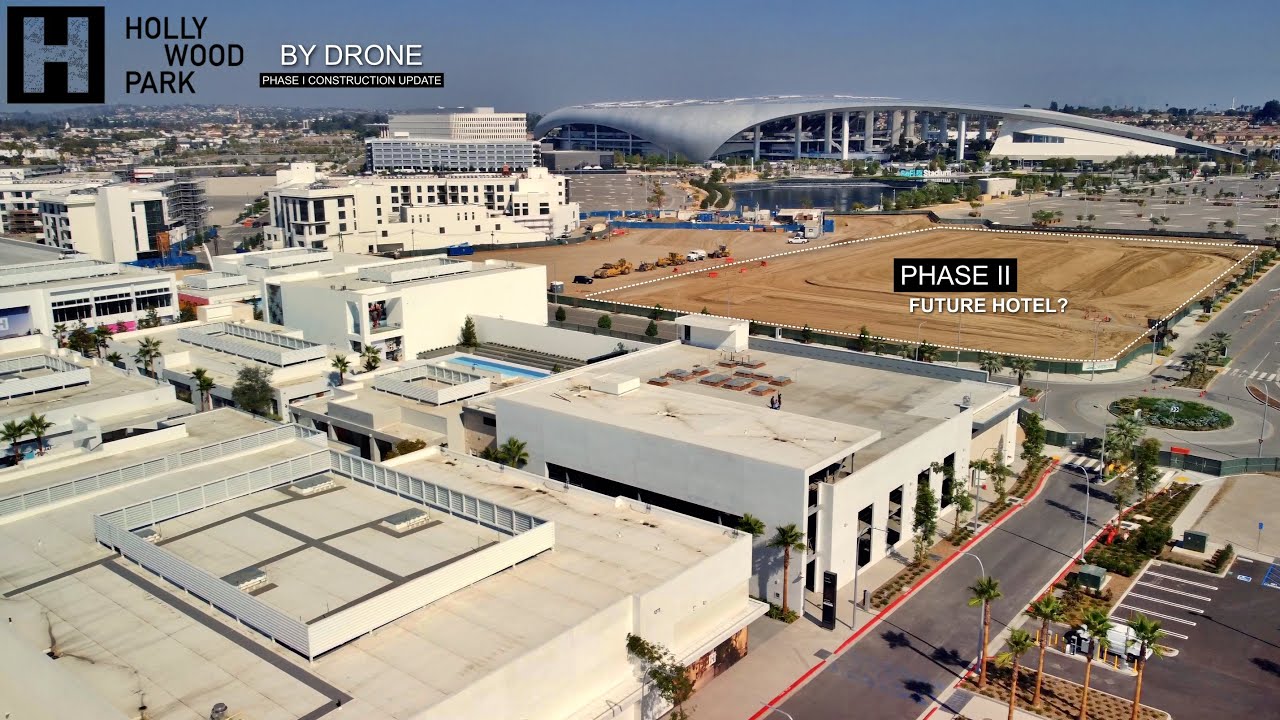 SoFi Stadium Hollywood Park Aerial Construction Tour
