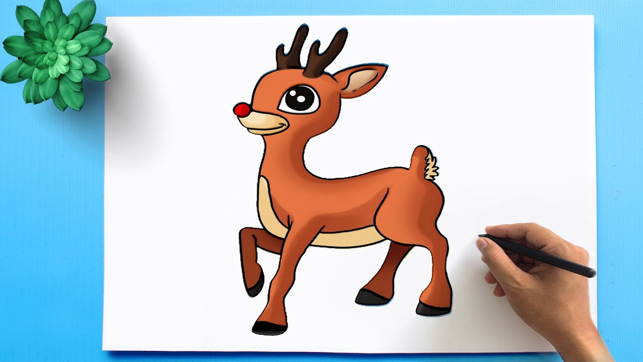 How to Draw Rudolph the Red Nosed Reindeer Step by Step Easy