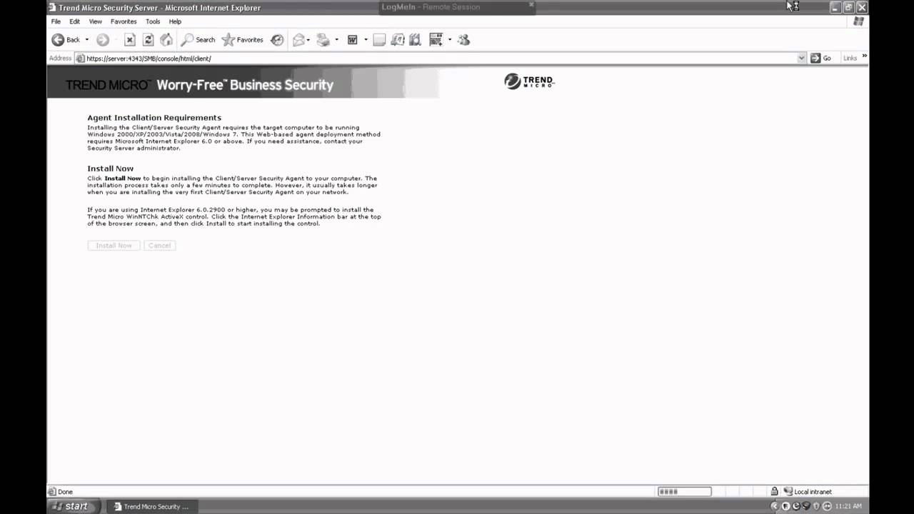 Installing Trend Micro's Worry-Free Business Security Client Agent