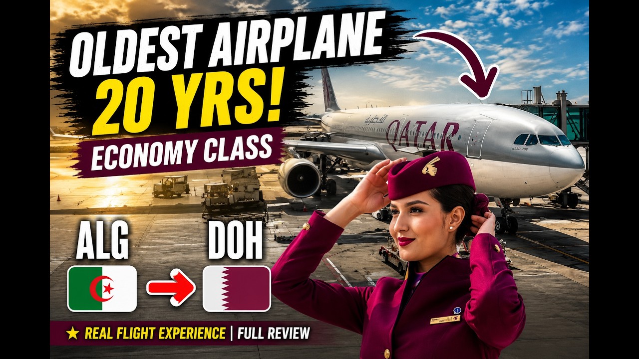 Flying The Oldest Airbus A 330 of Qatar Airways  Algiers  to Doha | TRIP REPORT |  ECONOMY class