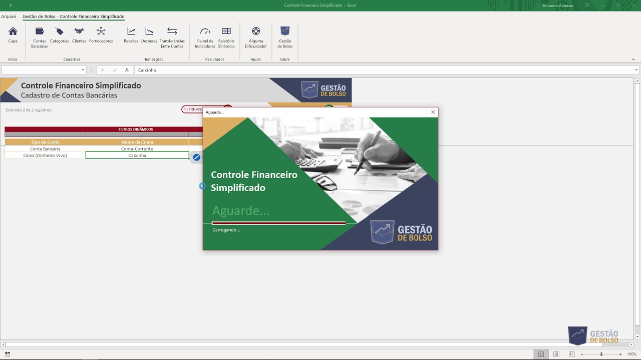 Cadastro de Contas Banc&aacute;rias - Controle Financeiro Simplificado - Gest&atilde;o de Bolso