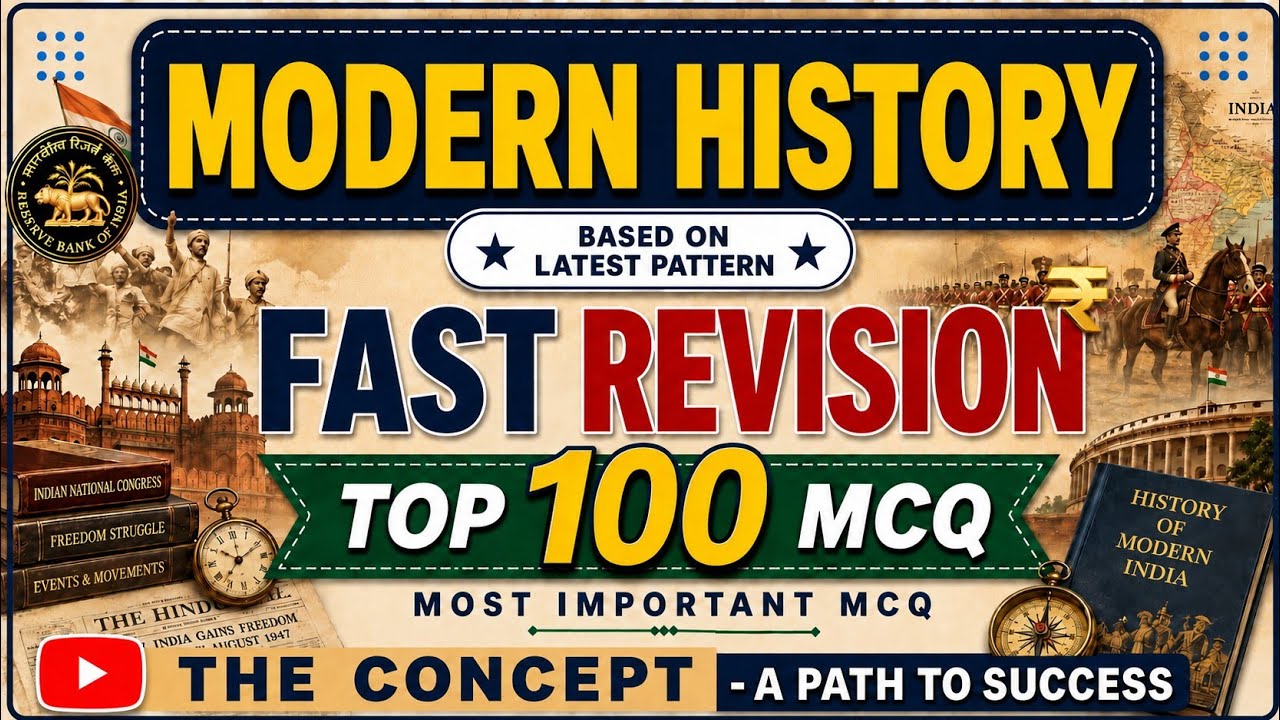 Most Important Top 100 MCQs of Modern History || Fast Revision MCQs of Modern History for 2026-27