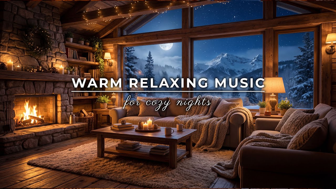 Fireplace Ambience 🔥 Cozy Winter Evening | Warm Relaxing Jazz & Lofi Piano (3H 11MIN, 4K)