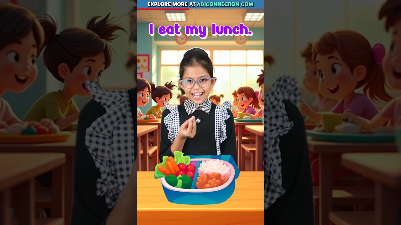 My Noon Routine at School ⏰ | Kids English Learning | Adi Connection 