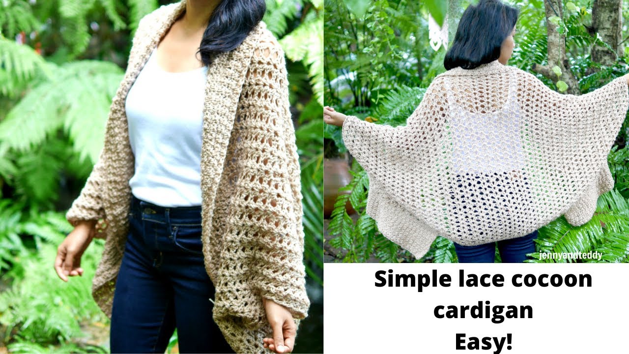 How to crochet a simple lace cocoon cardigan | Oversized and easy!