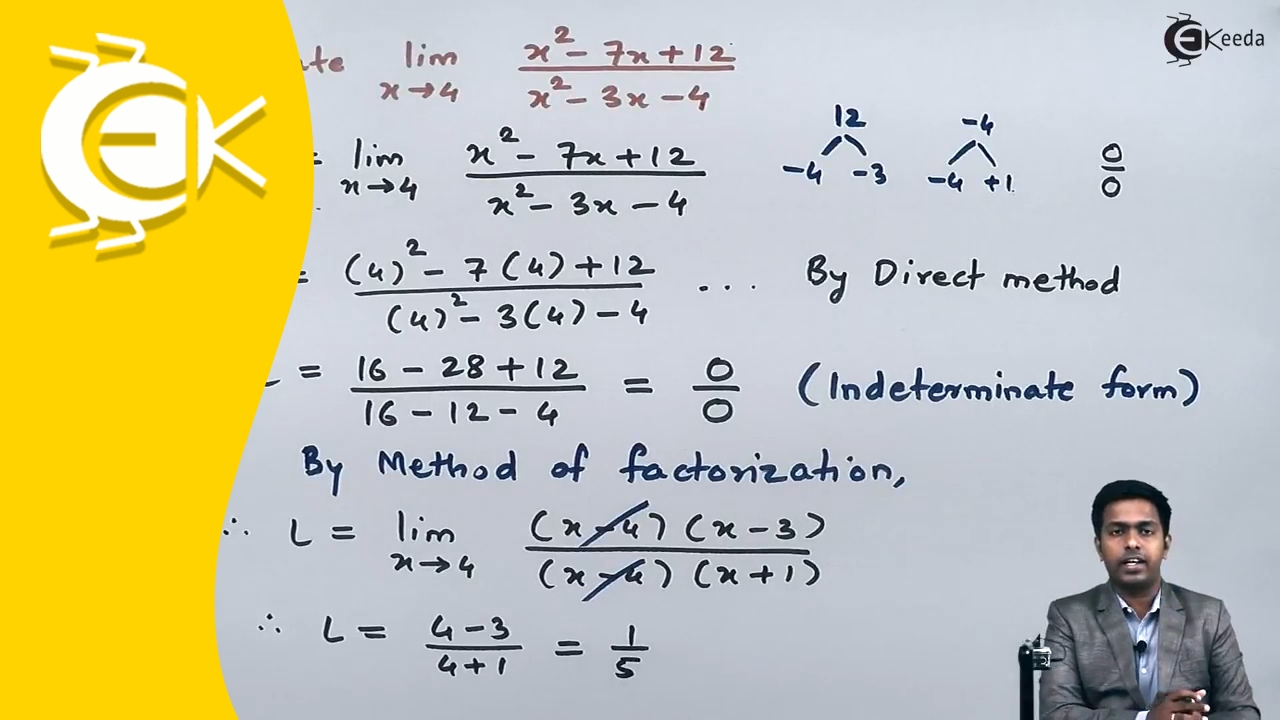 Problem No.1  on Method of Factorisation to find Limit | Ekeeda.com