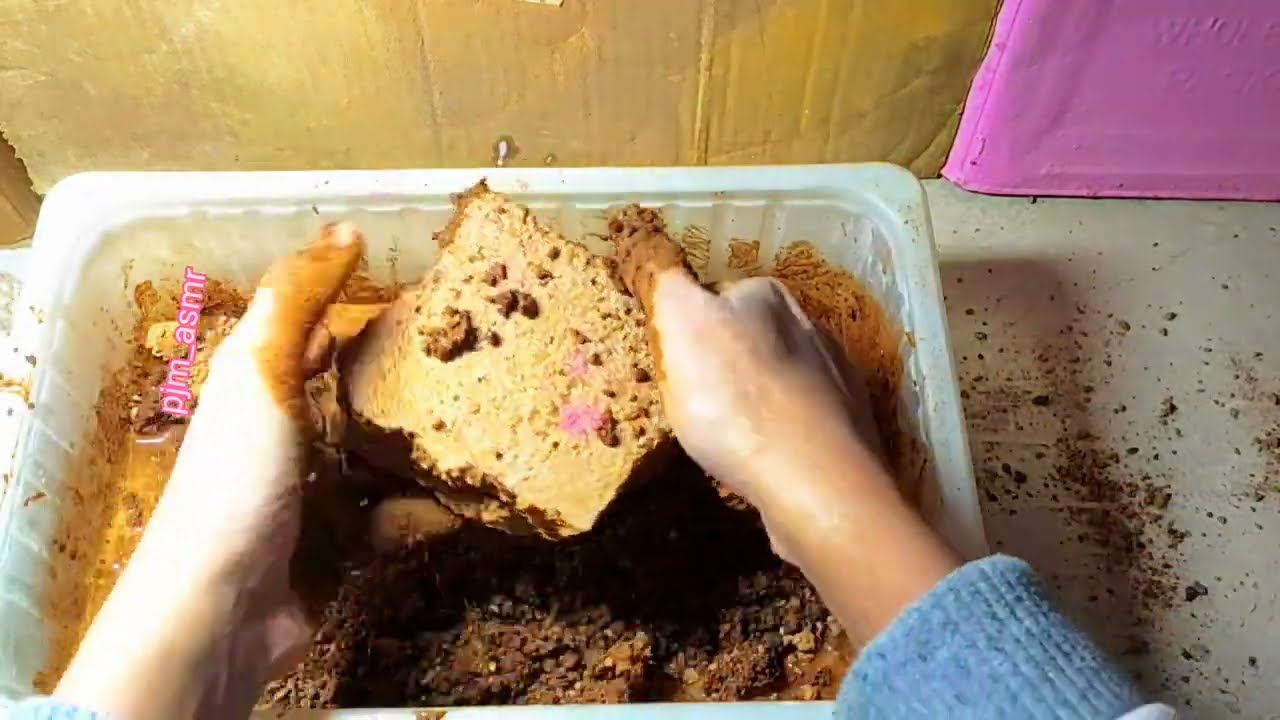 New Video Pure Gritty Red Dirt Water Crumbling with Paste Pouring and Paste Play Satisfying Asmr