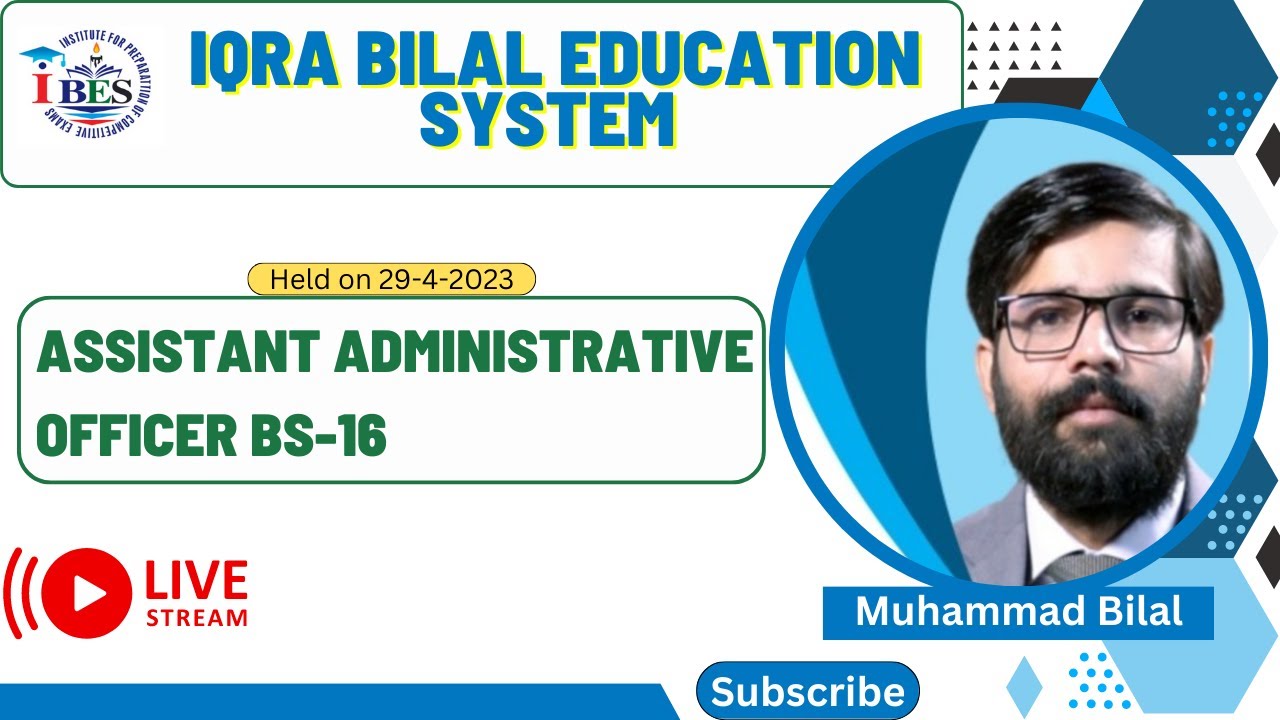 Assistant Administration Officer Bs-16 |  Held on 29-04-2023   | IBES