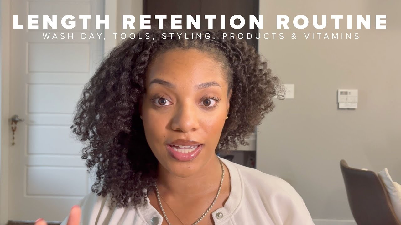length retention routine for natural hair & twist out | wash day, styling, products & vitamins!