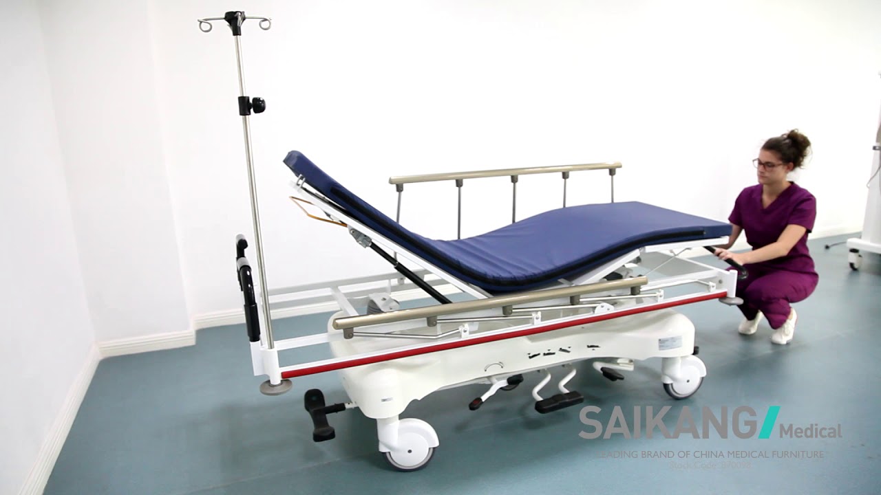 SKB041-3 Steel Hospital Patient Trolley