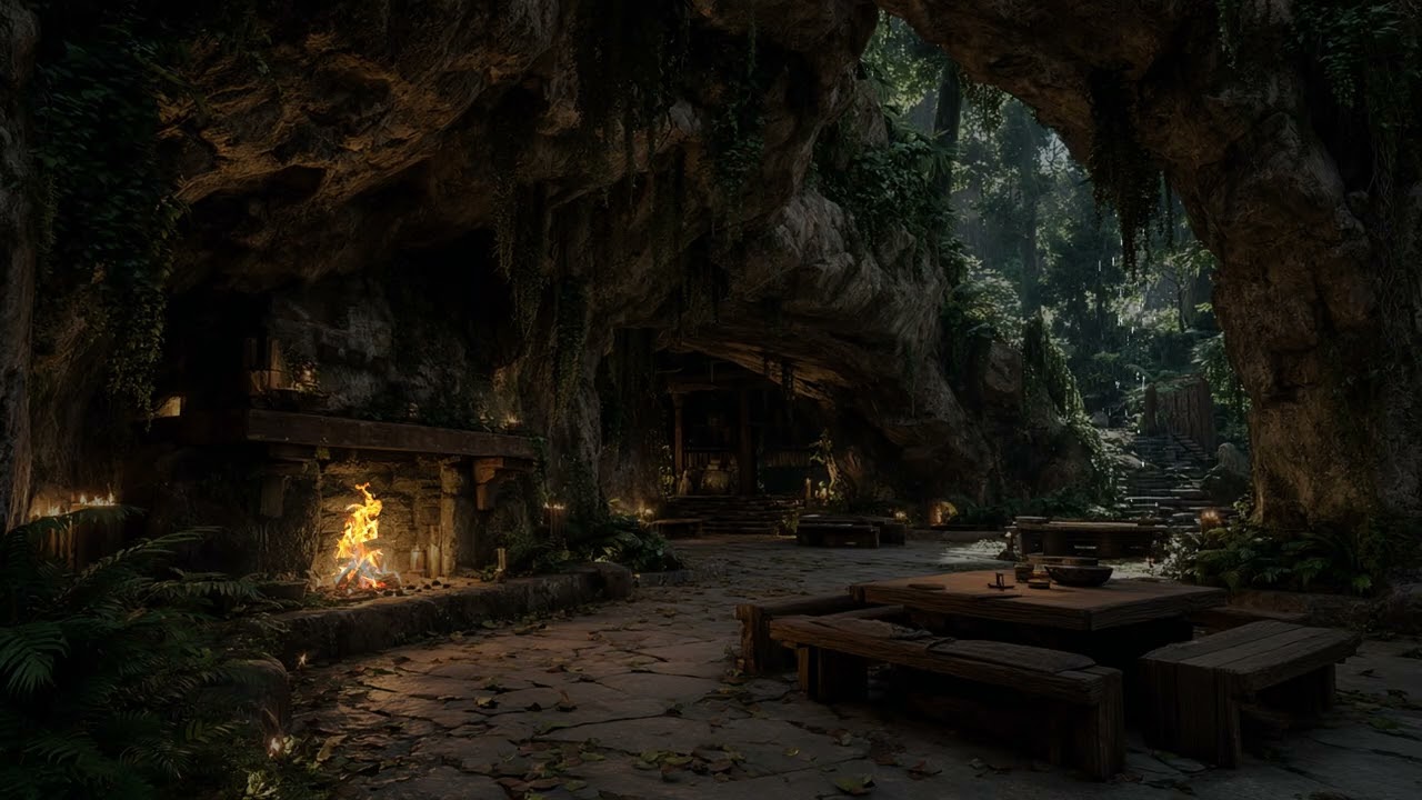 Relentless Storm Night Inside a Secluded Forest Cave | Heavy Rain Sounds & Calm Ambience