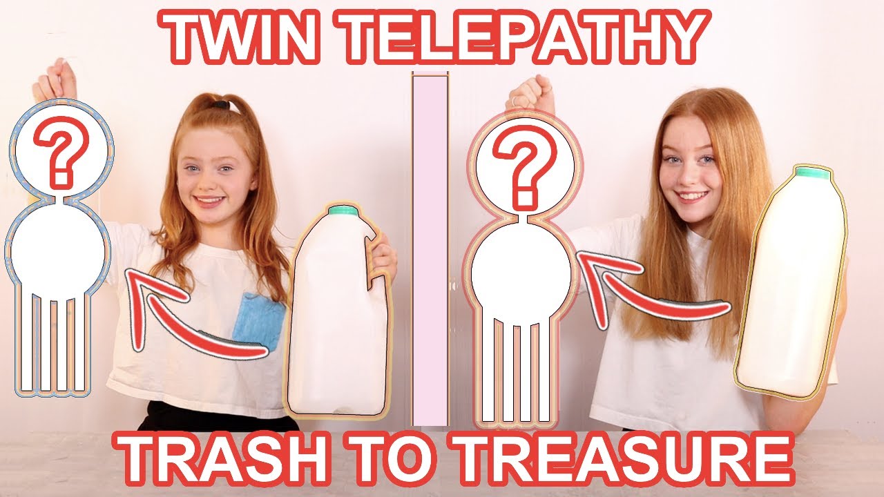 TWIN TELEPATHY TRASH TO TREASURE *DIY Room Decor Art Challenge | Sis Vs Sis | Ruby and Raylee