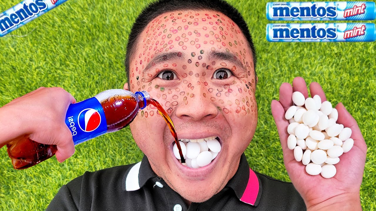 Coca Cola,Fanta,Mtn Dew,Pepsi,Sprite and mouth vs Mentos in Big Underground | Different color snacks