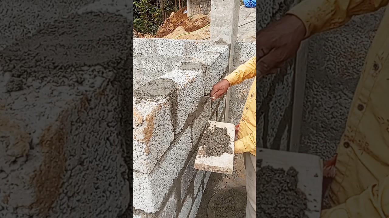 Fastest Concrete Brick Wall Construction | Mason Work #Shorts #viral