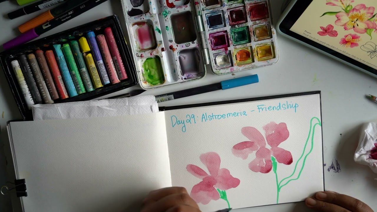 Art Journaling with Flowers | Day 29 Alstroemeria