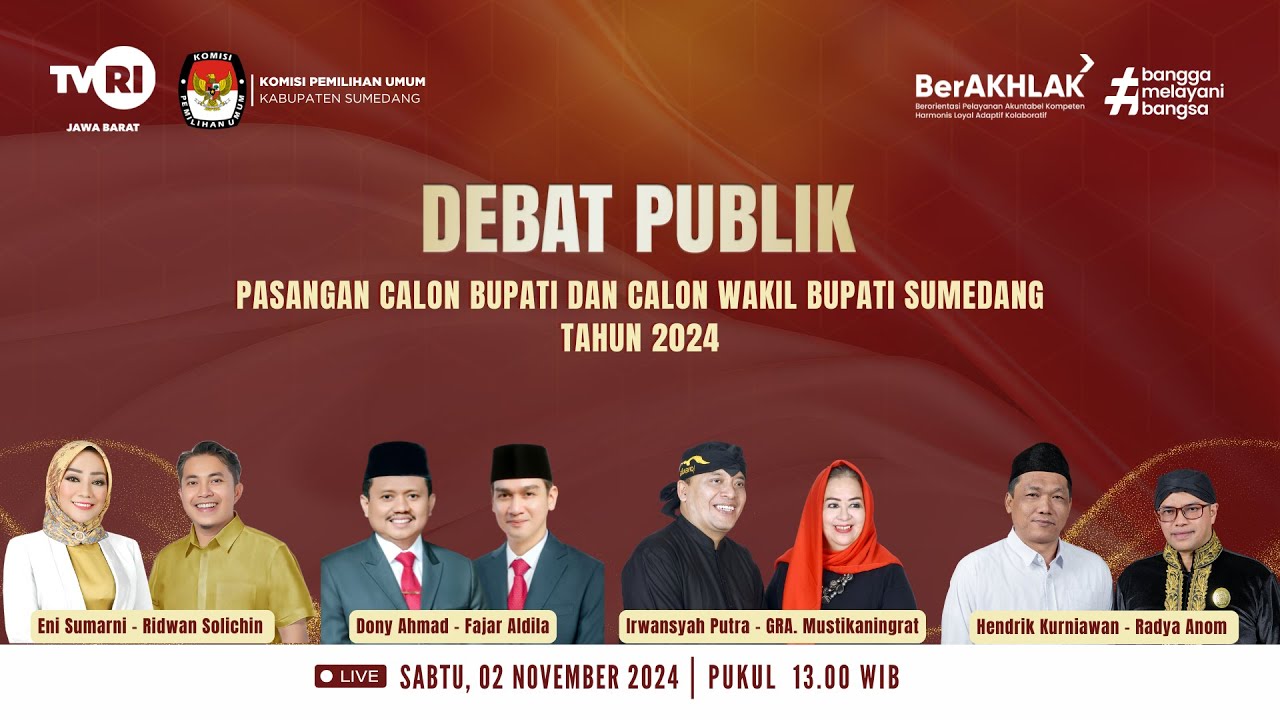 DEBAT PUBLIK PASANGAN CALON BUPATI DAN CALON WAKIL BUPATI SUMEDANG TAHUN 2024