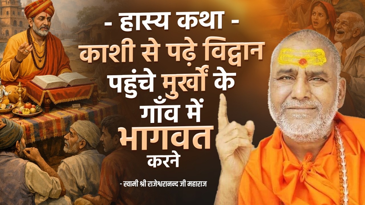हास्य कथा - काशी से पढ़े विद्वान पहुंचे मुर्खों के गाँव में भागवत करने | Rajeshwaranand ji Maharaj