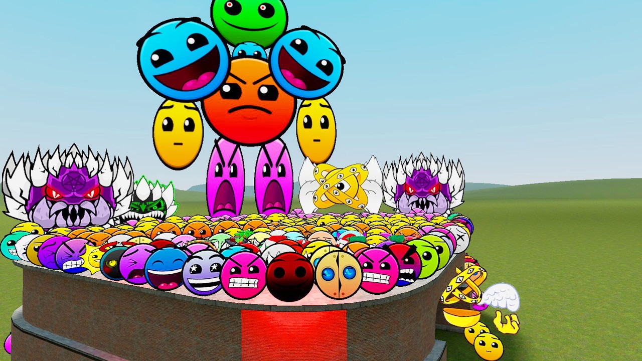 Geometry Dash and Lobotomy Dash Nextbots Family Chase me in Garry's Mod