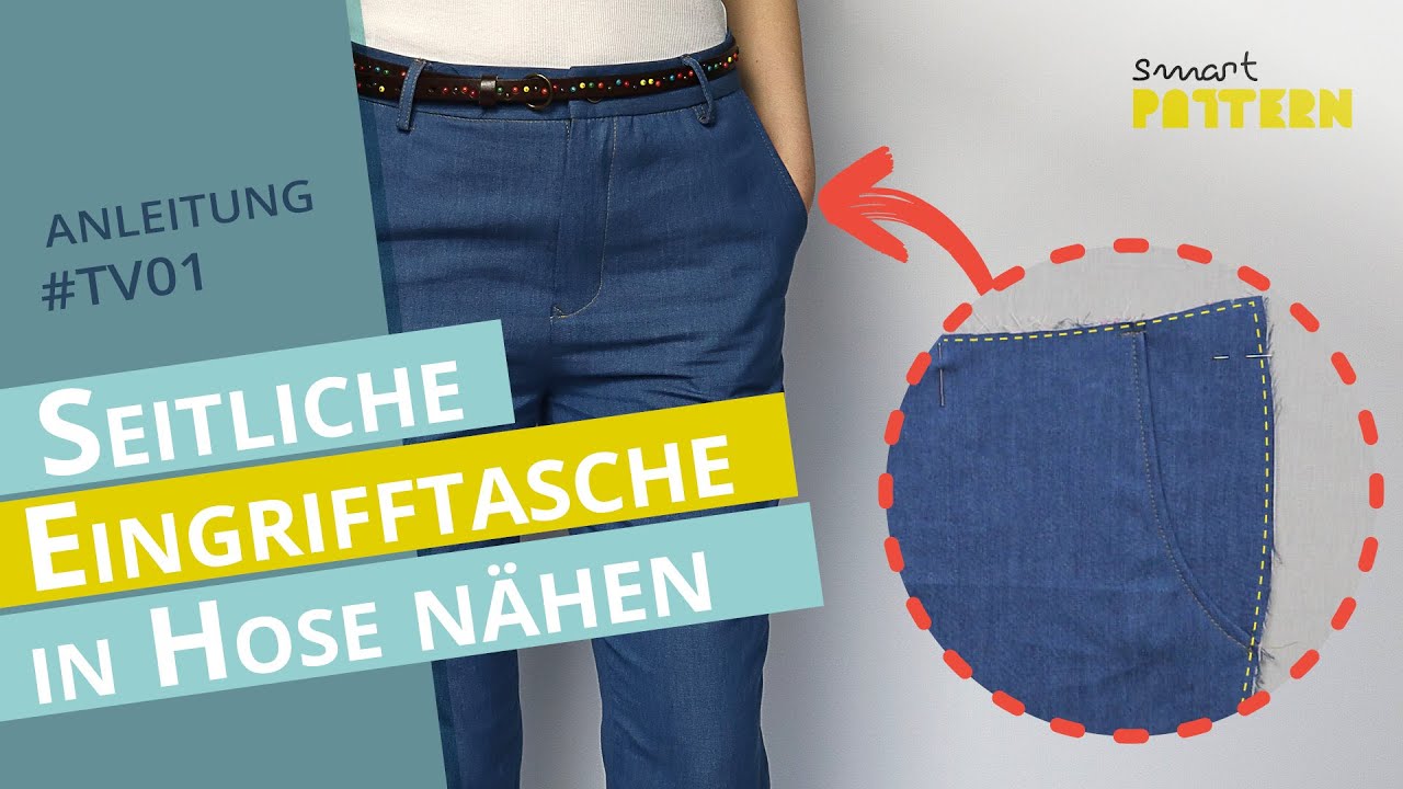Vordere Hosentasche mit seitlichem Eingriff selber n&auml;hen | DIY Anleitung #TV01