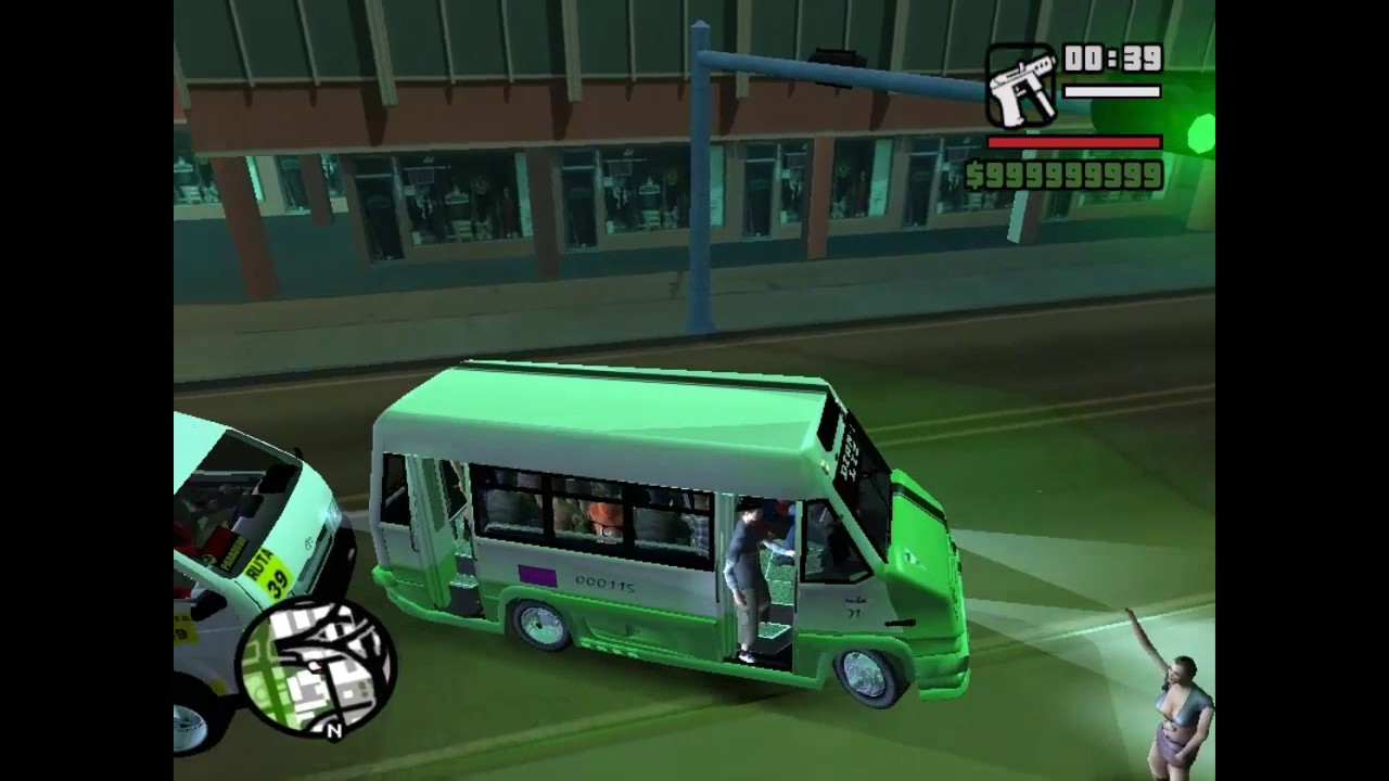 Cj chambeando en la micro, GTA San andreas.