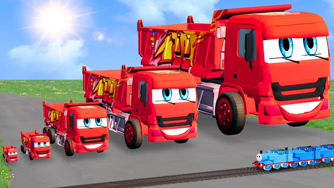 Big & Small: Dump Truck Lightning McQueen vs Thomas Trains | BeamNG.drive Gameplay