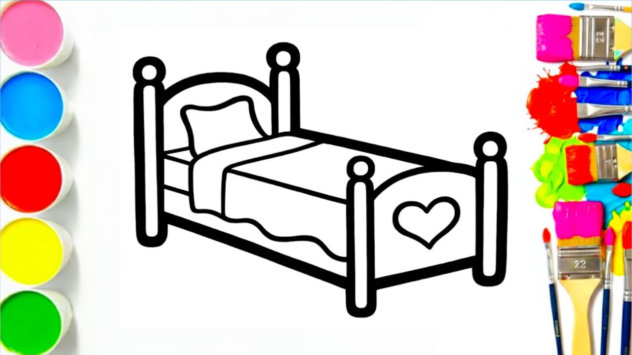 How to draw a bed | step by step