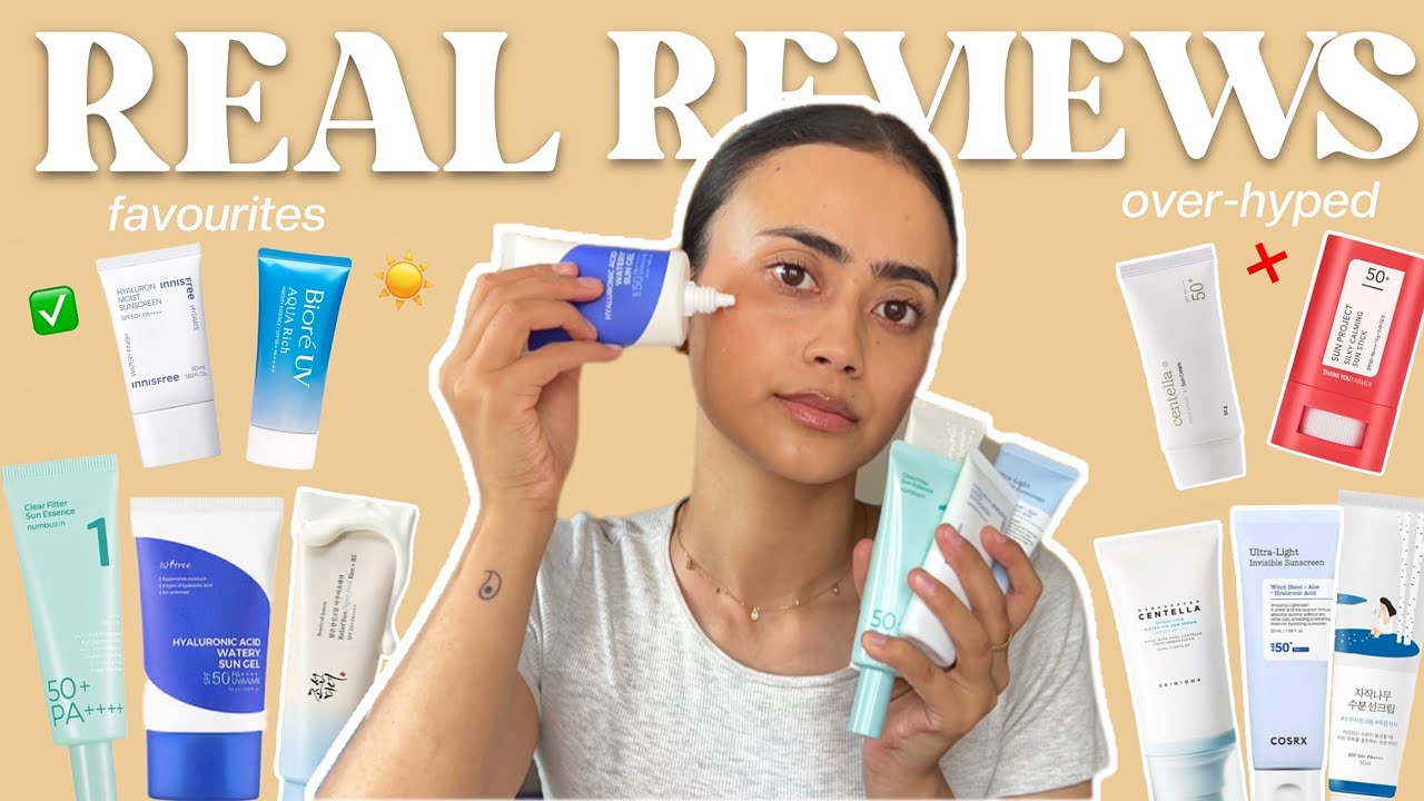 Testing *10 KOREAN SUNSCREENS* to find the BEST one for us ☀️ Skin1004, COSRX, Isntree, BOJ & more 🍜