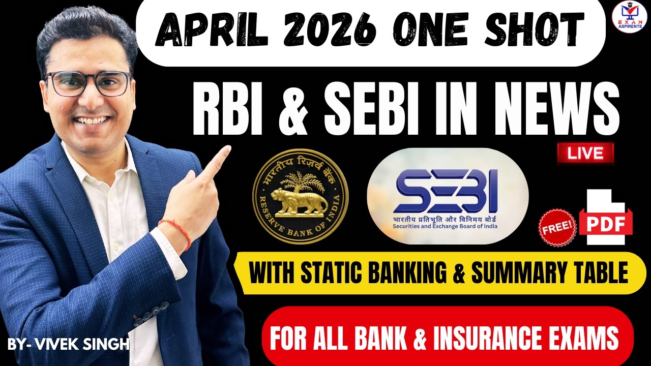 RBI & SEBI in News 2026| Banking & Financial Current Affairs April 2026 | ONE SHOT | Vivek Singh