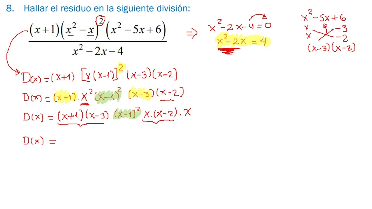 TEOREMA DEL RESTO   ejercicio de aplicación 8