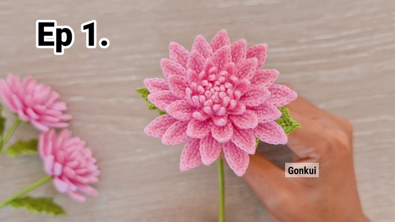 Ep1. Petal A / B / C 💕 Crochet a pink chrysanthemum Flower Tutorial step by step #crochet 