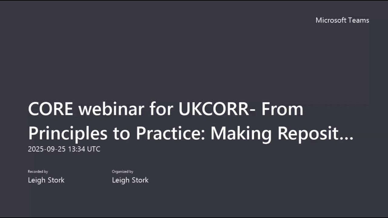 CORE Data Providers' Guide webinar 25 Sept 2025