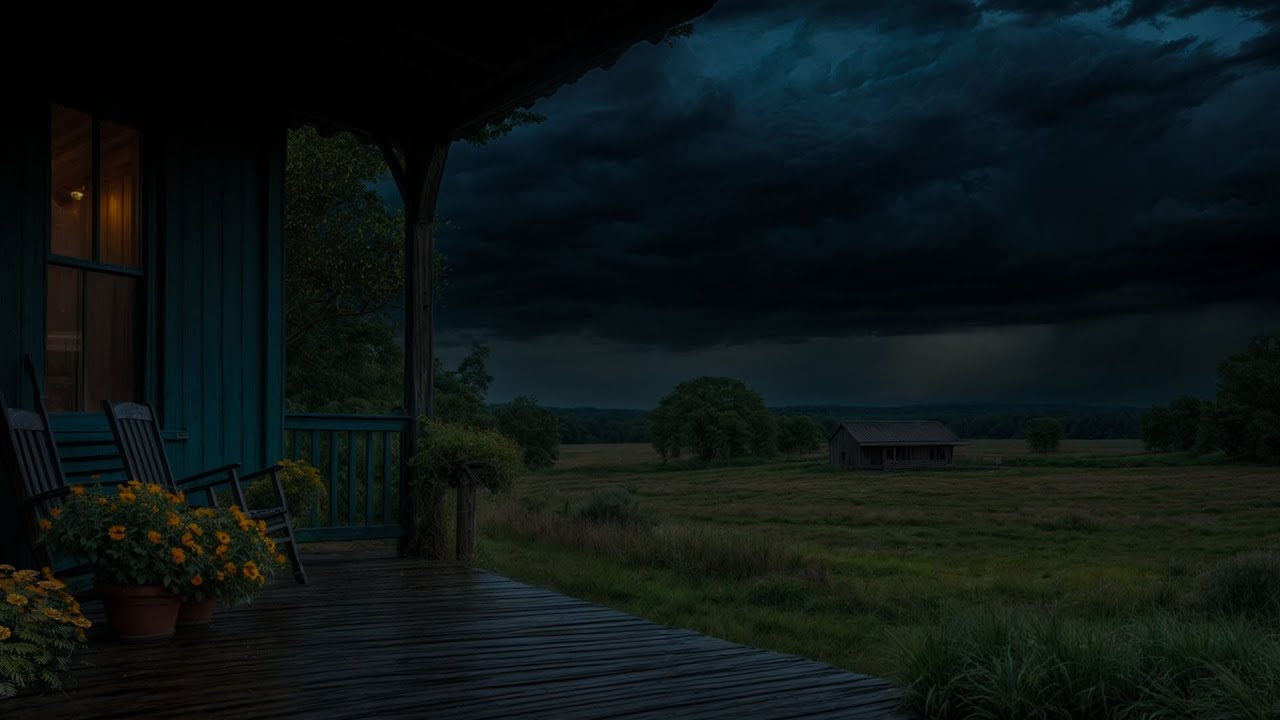 Sitting on the Porch on the Prairie Waiting for the Storm to Come | Thunder and Wind | 11 Hours...