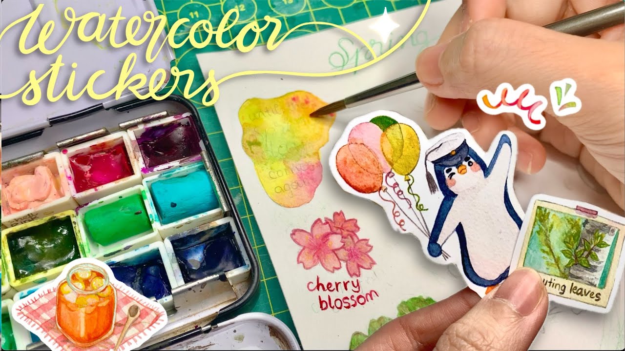 Paint WATERCOLOR with me | How I make watercolor stickers from home tutorial