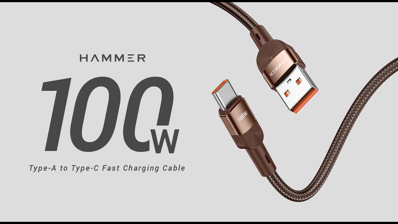HAMMER 100W USB Type C Data Sync Fast Charging VOOC Cable for OnePlus Smartphones and others