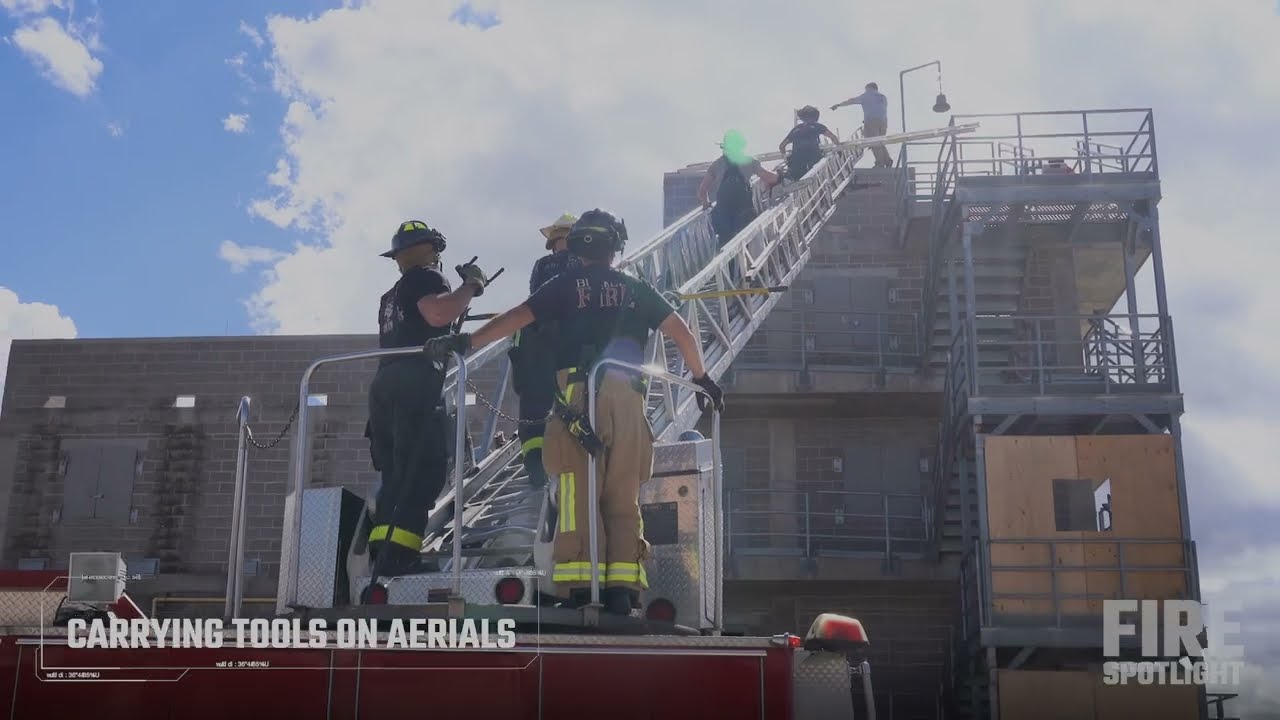 Carrying Tools on an Aerial Fire Truck Ladder Safely