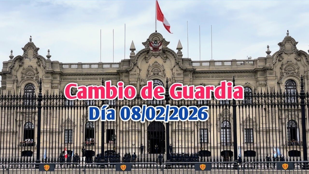 LIMA PERÚ 4K | CAMBIO DE GUARDIA EN EL PALACIO DE GOBIERNO | DÍA 08/02/2026