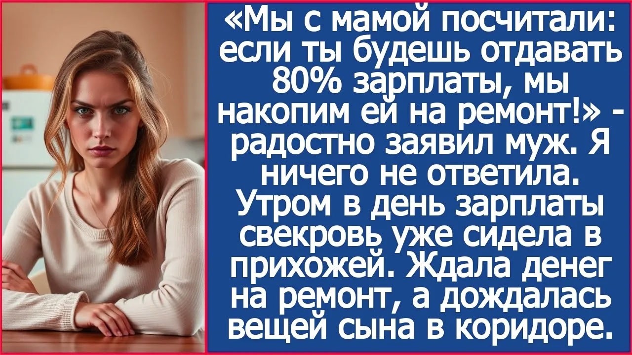 Мы с мамой посчитали: если ты будешь отдавать 80% зарплаты