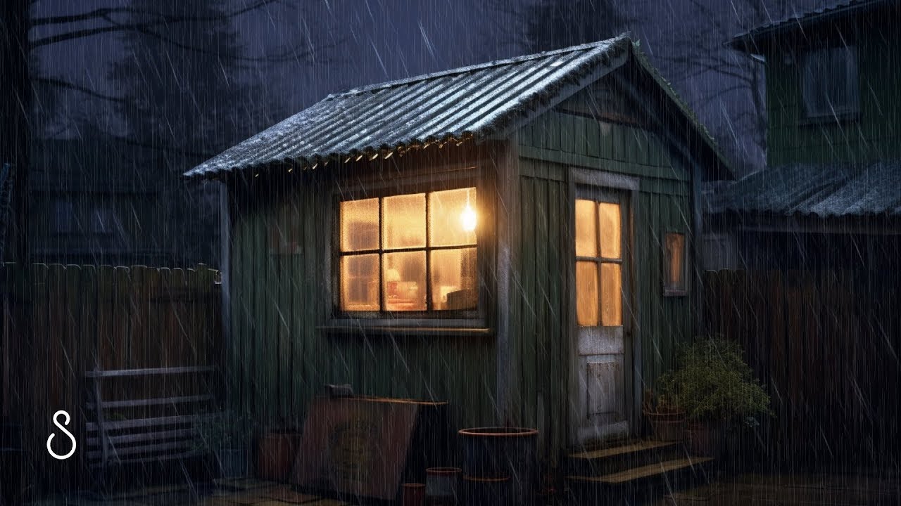 Heavy Rain On Tool Shed 💦 Black Screen | 12 Hours | Sleep In Series