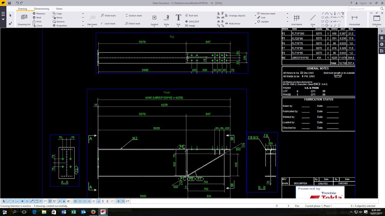 How to create drawings from model and changing drawing view settings in Tekla Structures 2017