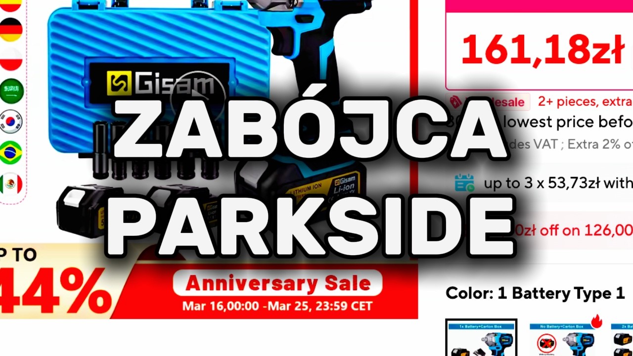 GISAM 20V KLUCZ UDAROWY ZAMIAST PARKSIDE.