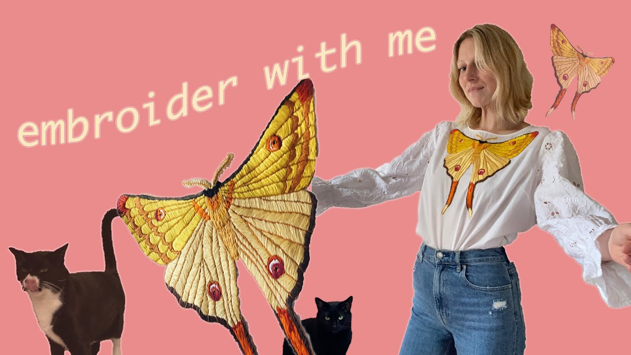 Upcycling a blouse with a hand embroidered comet moth
