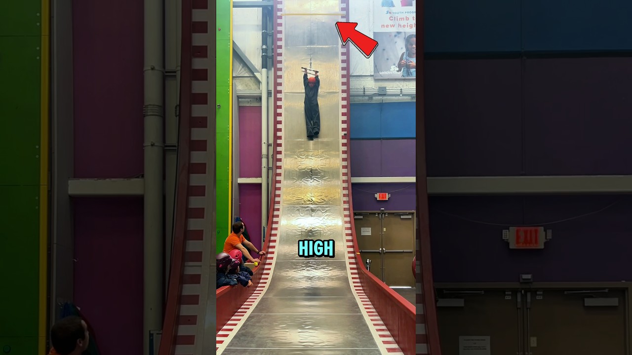 Who can go the highest!? #slide #rockclimbing #fun
